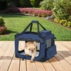 Songmics Augintinio transporto dėžė sulankstoma 50x35x35 cm tamsiai mėlyna