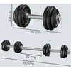 Songmics Hanteliai, 2 x 15 kg ketaus hantelių rinkinys, reguliuojamas