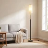 Songmics RGB LED reguliuojamo aukščio toršeras, juodas, 25 x 25 x 148–178 cm