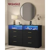 Songmics VASAGLE komoda su LED apšvietimu ir maitinimo lizdais, 6 stalčių, 40 × 119 × 81,2 cm, LTS316BC01