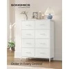 Songmics Komoda 76.7x30x95.2 cm Balta Plienas MDF Audinys Saugykla