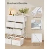 Songmics Komoda 76.7x30x95.2 cm Balta Plienas MDF Audinys Saugykla