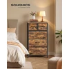 Songmics Komoda su 5 medžiaginiais stalčiais, ruda, 50,6 × 30 × 96,2 cm