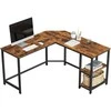 Songmics Kompiuterio stalas 138x138x76 cm Rudos ir juodos spalvos plienas