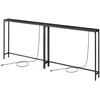 Songmics Konsolinis staliukas su elektros lizdu, antracito pilkas, 100 x 15 x 80 cm