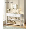 Songmics Konsolinis stalas su 3 stalčiais, baltas, 98,8 × 30 × 78,7 cm