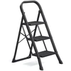 Songmics 3 pakopų sulankstoma kopėčia su fiksavimo mechanizmu 43 x 67 x 98 cm juoda