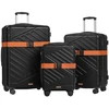 Songmics Lagaminų rinkinys 55x36x20 cm 65x45x25 cm 75x50x30 cm Juodas