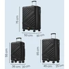 Songmics Lagaminų rinkinys 55x36x20 cm 65x45x25 cm 75x50x30 cm Juodas