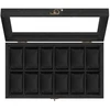 SONGMICS laikrodžių dėžutė su 12 skyrių 21 x 35 x 8,5 cm Juodas kaip rašalas