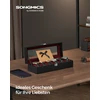 Songmics Laikrodžių dėžutė su 6 skyreliais, stiklinis dangtis, metalinė spyna, juoda