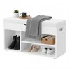 Songmics Laikymo suolas 80x30.3x44 cm Baltos spalvos PU oda