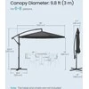 Songmics Lauko skėtis 300x245 cm Pilkas