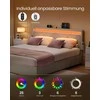Lova Songmics Metalo lovos rėmas su LED apšvietimu ir stalčiais 210x149 cm