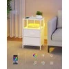 Songmics Naktinis staliukas 39,6x30x60,4 cm baltas plienas mediena saugojimo
