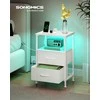 Songmics Naktinis staliukas 39,6x30x60,4 cm baltas plienas mediena saugojimo
