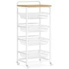 Songmics Padėklų vežimėlis 31,7x40x95 cm Ruda mediena ir plienas