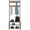 Songmics Paltų kabykla 70x32,5x175 cm Ruda Juoda Plienas