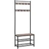 Songmics Paltų kabykla su batų suoleliu 70x32,5x175 cm juodas plienas