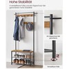 Songmics Paltų kabykla su batų suoleliu 70x32,5x175 cm Ruda-juoda metalinė