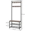 Songmics Paltų kabykla su batų suoleliu 70x32,5x175 cm juodas plienas
