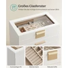 Songmics Juvelyrinių dirbinių dėžutė 6 lygių su stikliniu dangteliu Debesų balta-auksinė