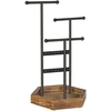 Songmics Papuošalų stovas su 2 strypais ir 3 skersiniais, juodas/rudas, 20,5 × 18 × 36 cm