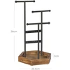 Songmics Papuošalų stovas su 2 strypais ir 3 skersiniais, juodas/rudas, 20,5 × 18 × 36 cm
