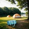 SONGMICS Pikniko antklodė 300 x 200 cm, su 4 žemės tvirtinimo elementais, didelė