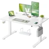 Songmics Reguliuojamo aukščio rašomasis stalas, matinė balta spalva, 120 x 80 cm, USB-C