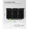 Songmics Rūšiavimo šiukšliadėžė, 3-in-1 pedalinis konteineris, 46.5x29.5x40.5 cm, pilka