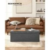 Songmics Sandėliavimo pufas 110x38x38 cm Pilkas Sulankstomas