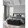 Songmics Suoliukas su daiktadėže 38 x 110 x 38 cm rašalas juodas