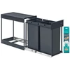 Songmics Šiukšliadėžė su dviem skyriais 48,6 × 25,4 × 44 cm pilka