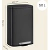 Songmics Šiukšlių dėžė 43.2x37.1x63.2 cm Juoda Plienas