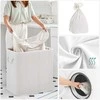Songmics Skalbinių krepšys 61,5x42x61 cm baltas bambukas