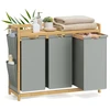 Songmics Skalbinių krepšelis 3 skyriai 3 x 50 L 94 x 33 x 78 cm pilka