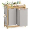 SONGMICS skalbinių krepšys su 2 skyriumi, 2 x 50 l, 63 x 33 x 78 cm, dūmų pilkos spalvos