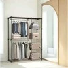 SONGMICS Atvira spinta su drabužių pakabomis 43 x 124 x 182 cm, juoda