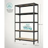 Songmics 2 rūsio lentynų 200 cm aukščio juodos spalvos rinkinys