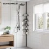 Songmics Vonios kampinė lentyna, 35x25x85-305 cm, juoda