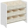 Songmics Žaislų organizatorius 62,5x29,5x60 cm baltas audinio laikymas