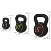 Sportnow HOMCOM virdulys (kettlebell), 2,2kg, 4,5kg, 6,8kg, 3 dalių rinkinys gimnastikai, jėgos treniruotėms, juodas