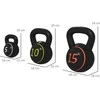 Sportnow HOMCOM virdulys (kettlebell), 2,2kg, 4,5kg, 6,8kg, 3 dalių rinkinys gimnastikai, jėgos treniruotėms, juodas