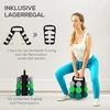 SPORTNOW 6 dalių hantelių rinkinys 2 x 3kg, 2 x 4kg, 2 x 5kg, hantelių rinkinys su stovu, šešiakampiai hanteliai, jėgos treniruotėms, sportui namuose, pilka+žalia+turkio spalva