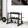 SPORTNOW hantelių stovas 3 lygių iki 200 kg, plieno, juodas, 131x75x80 cm