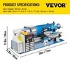 Vevor Mini metalo tekinimo staklės, 550W kintamas greitis