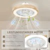 HOMCOM lubų ventiliatorius su apšvietimu, nuotolinio valdymo pulteliu, LED šviesos diodais, reguliuojamu RGB spalvos apšvietimu, 6 greičių 40 W lempos su ventiliatoriumi, atbulinės eigos laikmačiu, skirtas miegamajam, natūralios spalvos, 50 cm