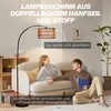 HOMCOM pastatoma lempa svetainei, pastatomas šviestuvas su lino gaubtu, pastatomas šviestuvas su E27 lizdu, kojiniu jungikliu, reguliuojamo aukščio lanko lempa miegamajam, juoda, be lemputės