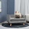 "PawHut" sofa šunims su medinėmis kojelėmis, pilka, 64x45x36 cm, skirta mažiems, iki 8kg sveriantiems šunims